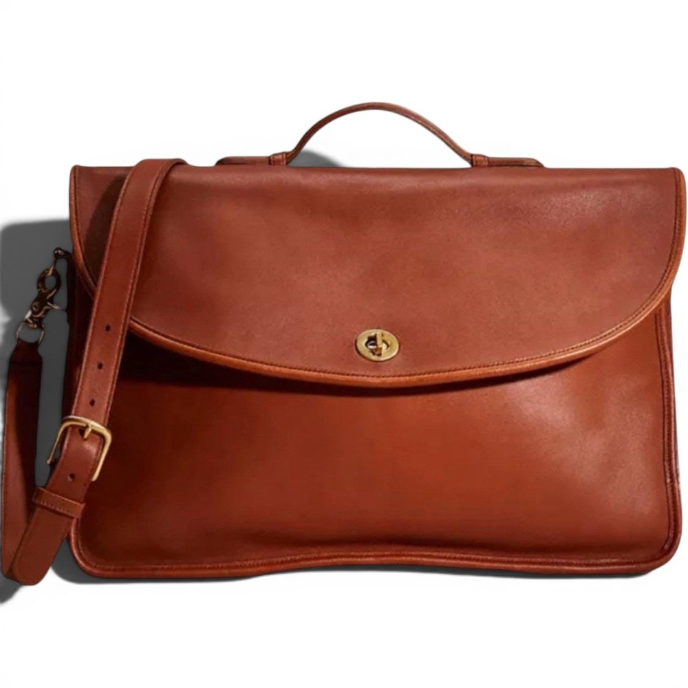 Coach Beekman Briefcase 5265 British Tan Leather Vintage USA Messenger Bag